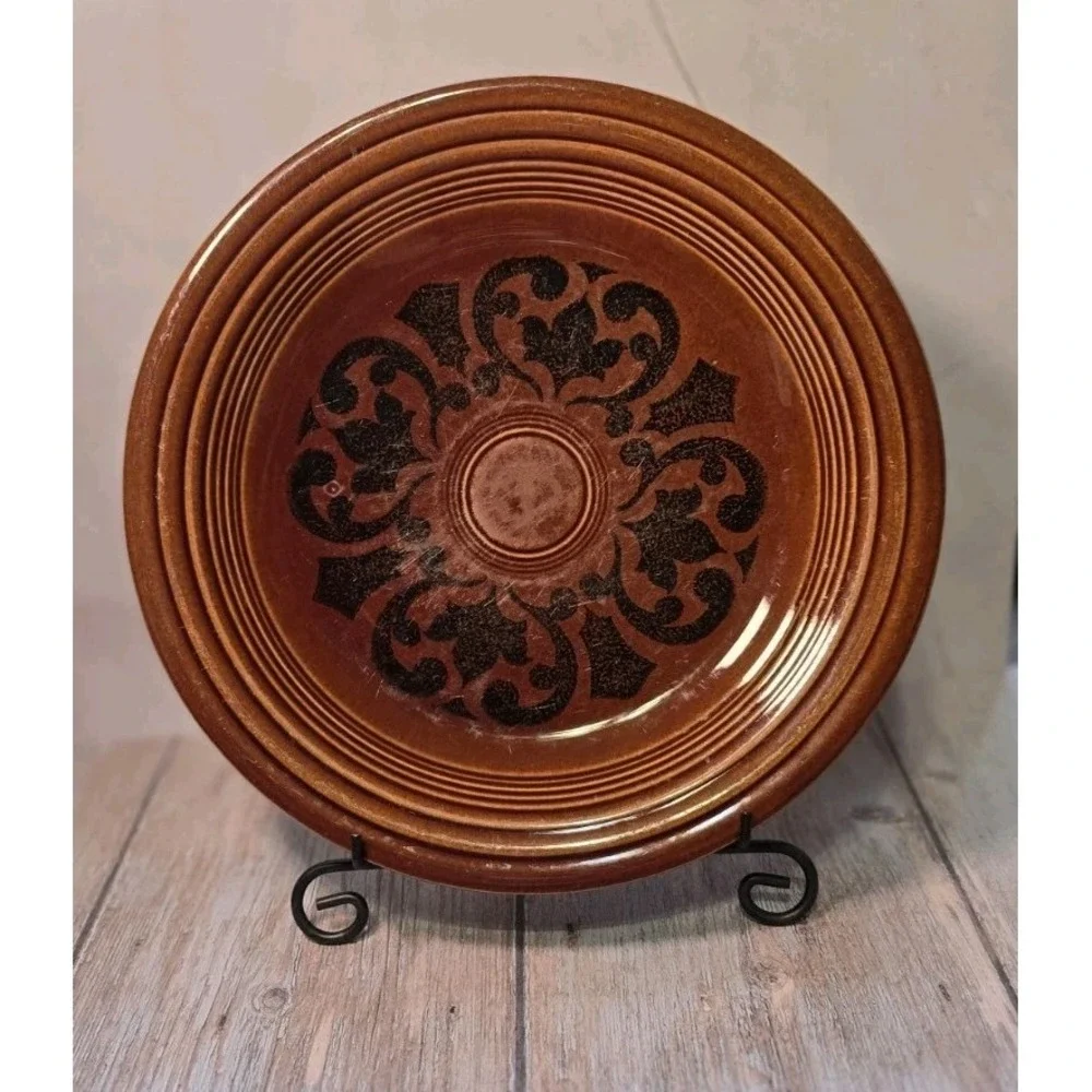 Sheffield Amverstone Brown Glaze Ceramic Dinner Plate Blank Middle Pattern